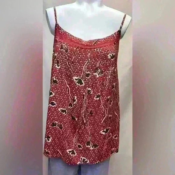 Tops - Fat Face FatFace Sian Floral Print Cami Top, Brick Red Size 12